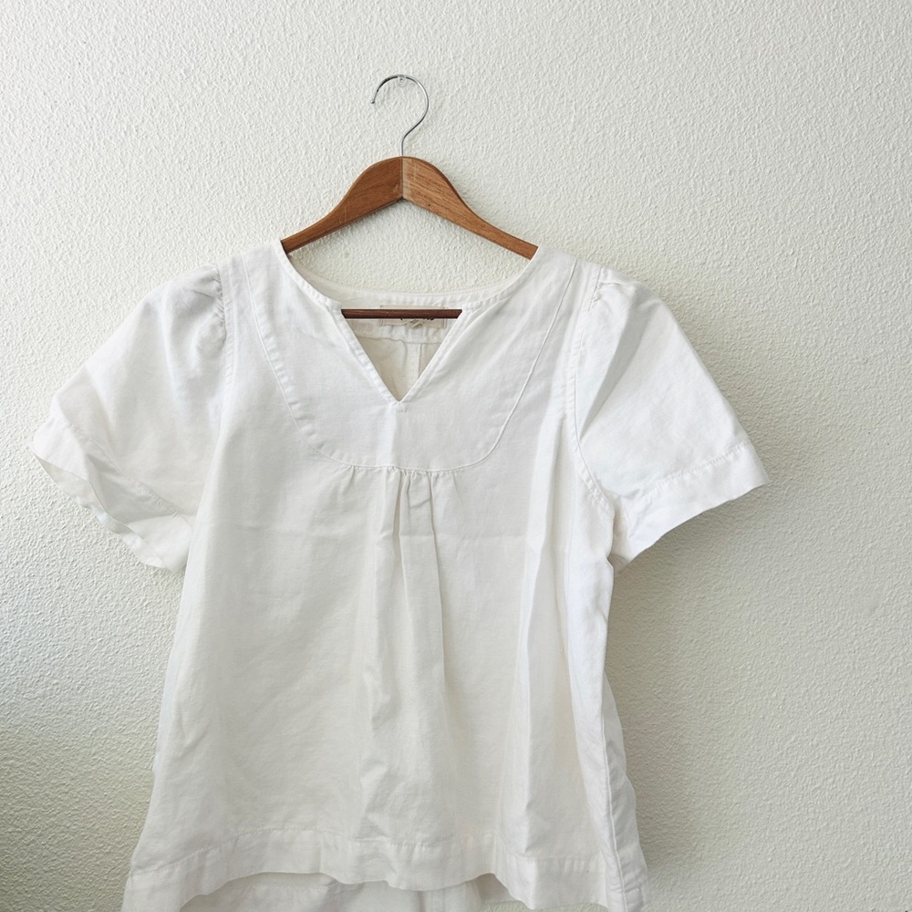 Madewell Classic White V-Neck Cotton Women's Top
